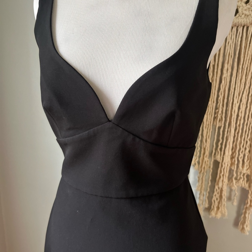 Jill Stuart Black Midi Dress with Plunging V-Neck - Picture 5 of 8